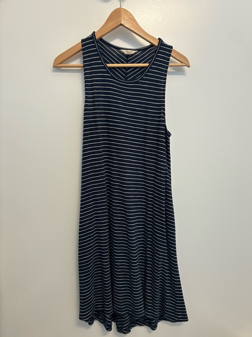 Madewell Navy and White Striped Sleeveless Midi Dress